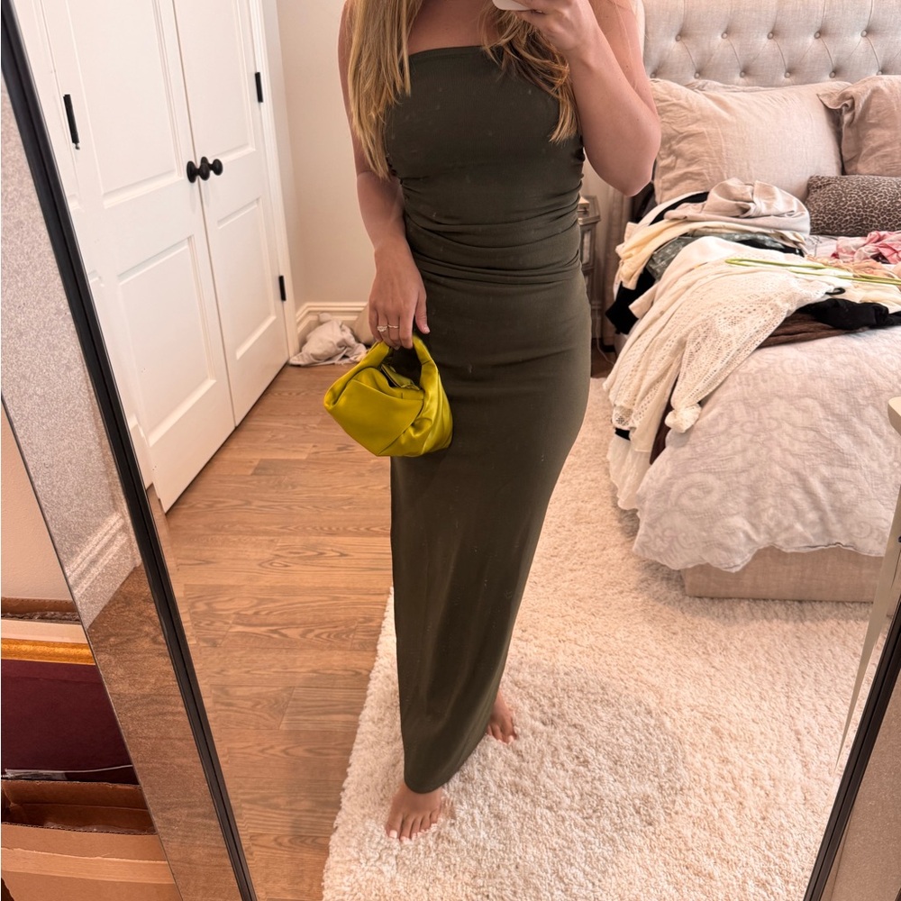 DISSH Strapless Olive Green top and skirt set